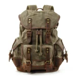 Outdoor travel backpack casual student backpack Large vintage backpack patchwork leather hiking bag