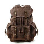 Outdoor travel backpack casual student backpack Large vintage backpack patchwork leather hiking bag