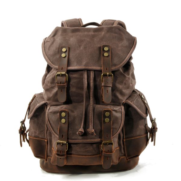 Outdoor travel backpack casual student backpack Large vintage backpack patchwork leather hiking bag