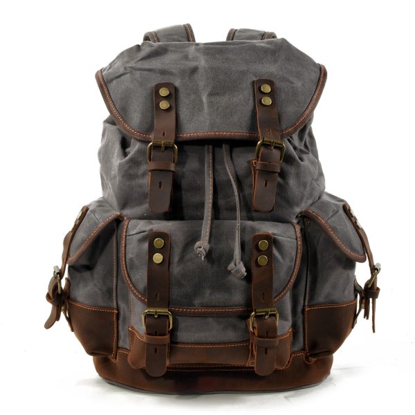 Outdoor travel backpack casual student backpack Large vintage backpack patchwork leather hiking bag