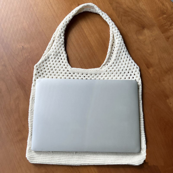 Vintage hollow crochet tote bag knitting women woven shoulder bag