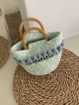 Handmade tulip crochet tote bag wool knitted bag gift Pink Cute handbags
