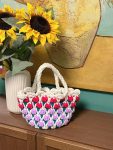 Tulip handmade crochet tote bag girlfriends gift women handbag woven tote bag