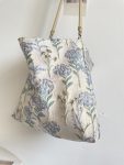 Dandelion shoulder bag women square bag with flowers pattern cloth bag gray blue color