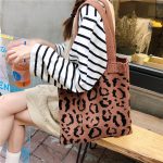 Crochet tote bag Women Casual Vintage Leopard Print