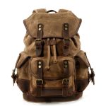 Outdoor travel backpack casual student backpack Large vintage backpack patchwork leather hiking bag