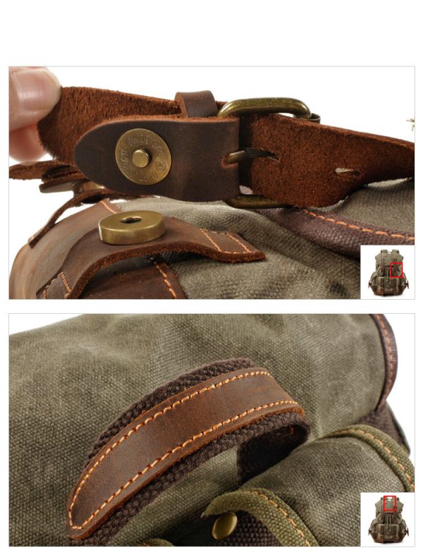 Outdoor travel backpack casual student backpack Large vintage backpack patchwork leather hiking bag