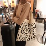 Crochet tote bag Women Casual Vintage Leopard Print