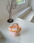 Handmade tulip crochet tote bag wool knitted bag gift Pink Cute handbags
