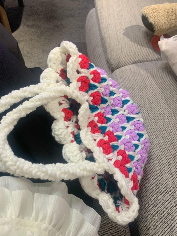 Tulip handmade crochet tote bag girlfriends gift women handbag woven tote bag