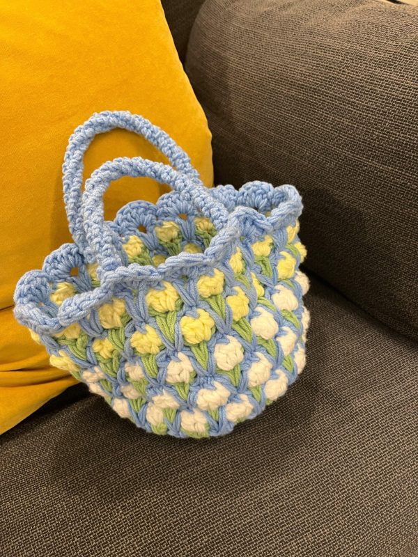 Tulip handmade crochet tote bag girlfriends gift women handbag woven tote bag