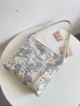Dandelion shoulder bag women square bag with flowers pattern cloth bag gray blue color