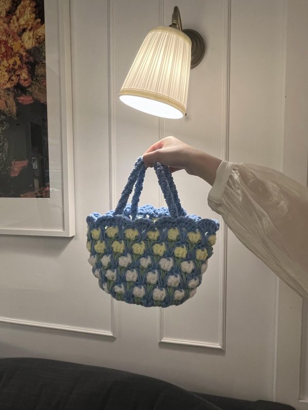 Tulip handmade crochet tote bag girlfriends gift women handbag woven tote bag