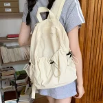 Drawstring Lightweight Travel School Backpacks Solid color Schoolbag