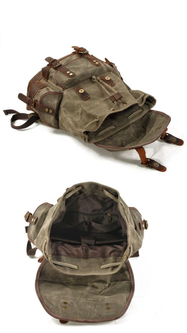 Outdoor travel backpack casual student backpack Large vintage backpack patchwork leather hiking bag