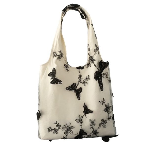 Vintage embroidered crossbody bag Black Butterfly lace Canvas Bags for women Casual Arts shoulder bag