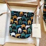 Handmade embroidered phone crossbody bag fox pattern for walking