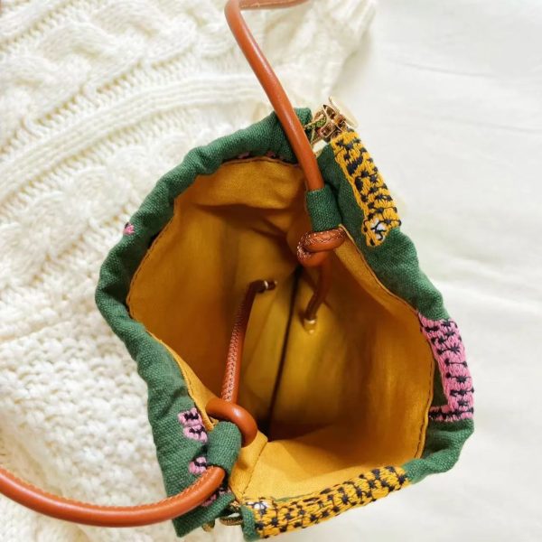 Handmade embroidered phone crossbody bag fox pattern for walking