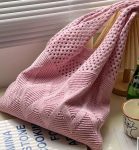Vintage hollow crochet tote bag knitting women woven shoulder bag