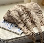 Vintage hollow crochet tote bag knitting women woven shoulder bag