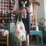 Hand-woven rose flower crochet tote bag Pastoral vintage women shoulder bag