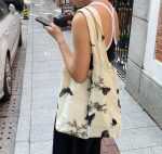 Vintage embroidered crossbody bag Black Butterfly lace Canvas Bags for women Casual Arts shoulder bag