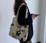 Vintage embroidered crossbody bag Black Butterfly lace Canvas Bags for women Casual Arts shoulder bag
