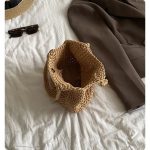 Handmade crochet tote bag cotton rope hollow bucket bag travel holiday beach boho tote bags