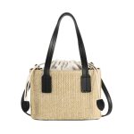 Handbags Straw Woven Bucket Bag with Leather Strap
